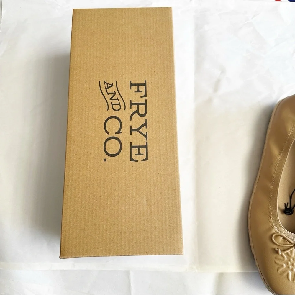 Frye &Co Womens Espadrille Ballet Flats Slip On Tan Beige New Neutral Minimalist